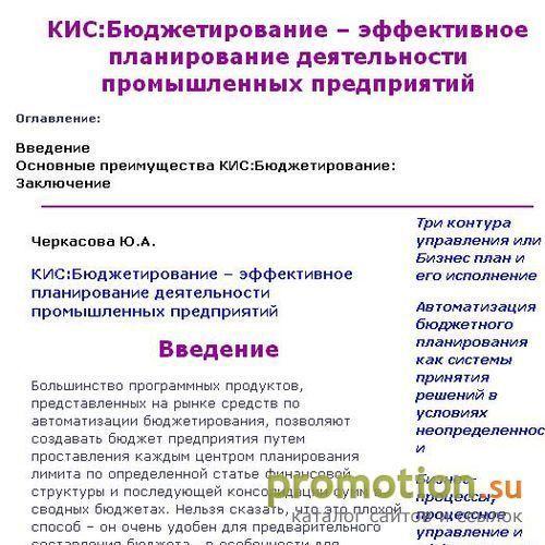 Логотип КИС: Бюджетирование – теория и практика